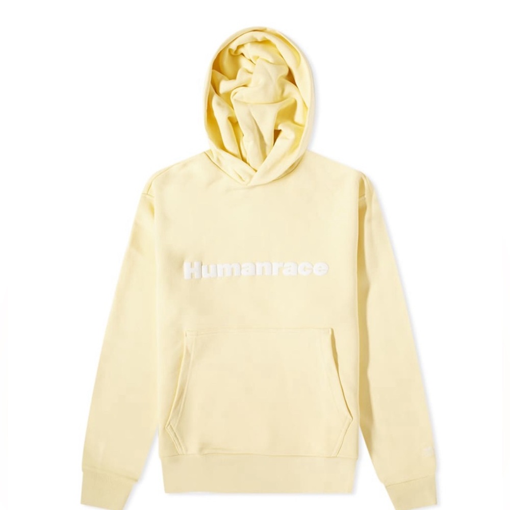 ADIDAS X PHARRELL WILLIAMS PREMIUN BASICS HOODIE Almost Yellow Sz L